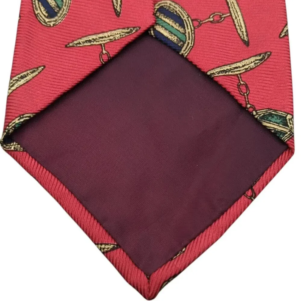 Vintage Polo Ralph‎ Lauren Men's Tie Red Repeating Cufflinks Repp Silk Necktie